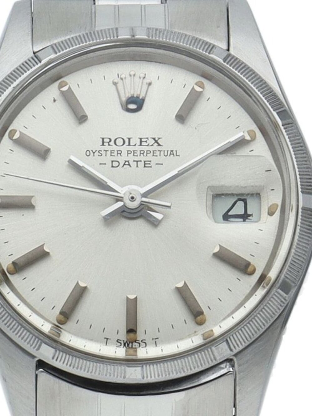 Rolex Oyster Perpetual Date Antique SS Watch Silver Polished